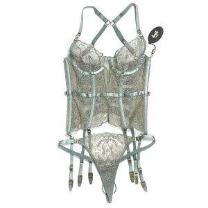Bordelle Cymatic Sage Basque & Thong Set - NEW